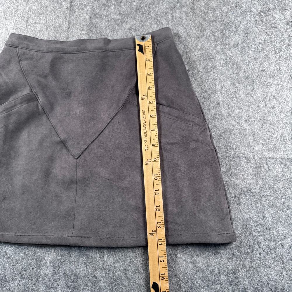 Jaase Women's M Charcoal Faux Suede Front Pockets Mini Skirt - Picture 4 of 7